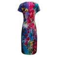 thumbnail image 5 of SMihono Robes d'Été Bohémiennes pour Femmes Grande Taille Décontractées Poches Manches Courtes Imprimées Col Rond Longueur Cheville, 5 of 5