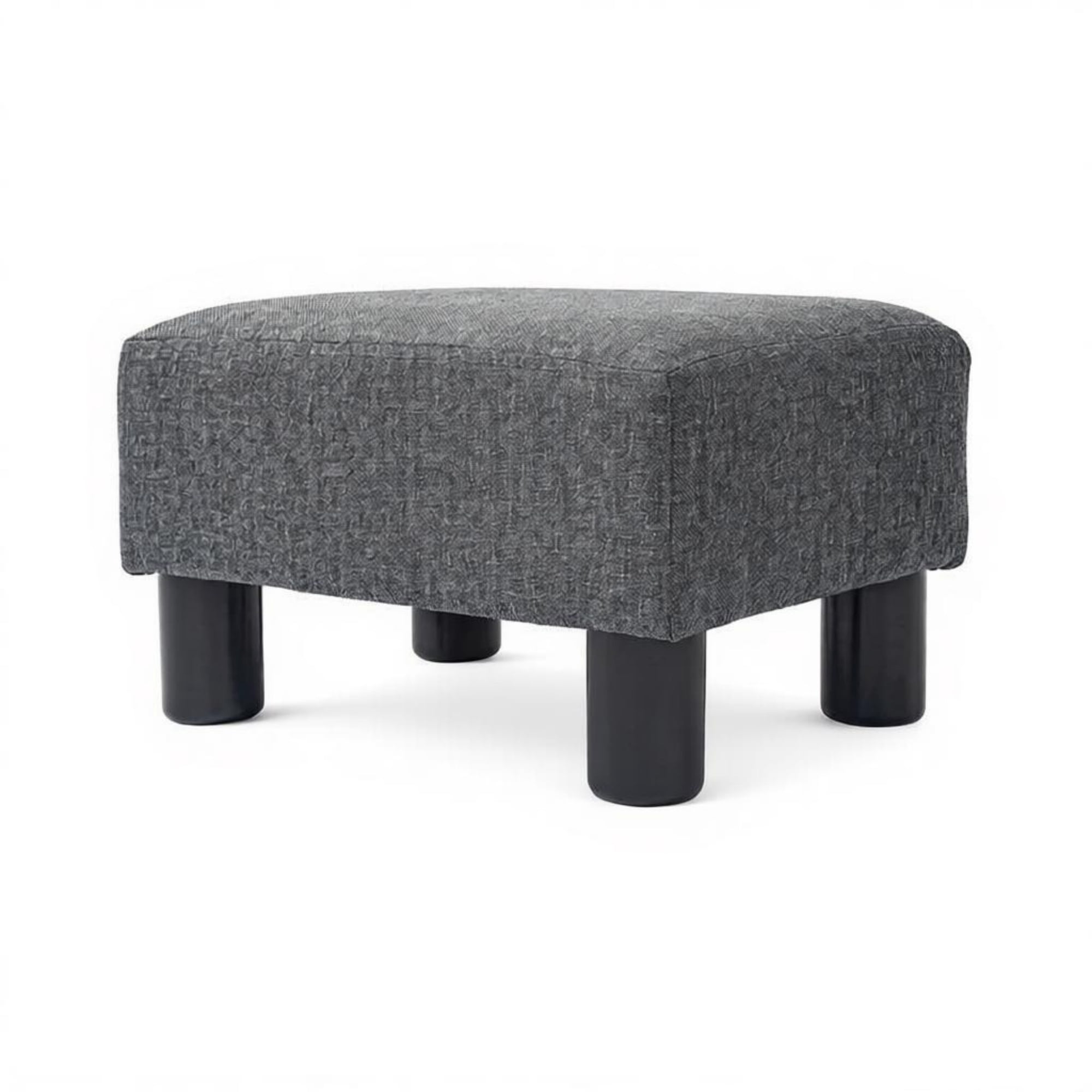 Foot Stool, Cube Ottoman Foot Rest with Sturdy Plastic Legs for Cozy Seating, Small Charcoal Gray Linen