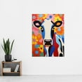 thumbnail image 2 of Colourful Cow Bright Bold Floral Portrait Acrylic Painting Vibrant Folk Art Flower Artwork Friesian Kids Bedroom Extra Large XL Wall Art Poster Print, 2 of 4