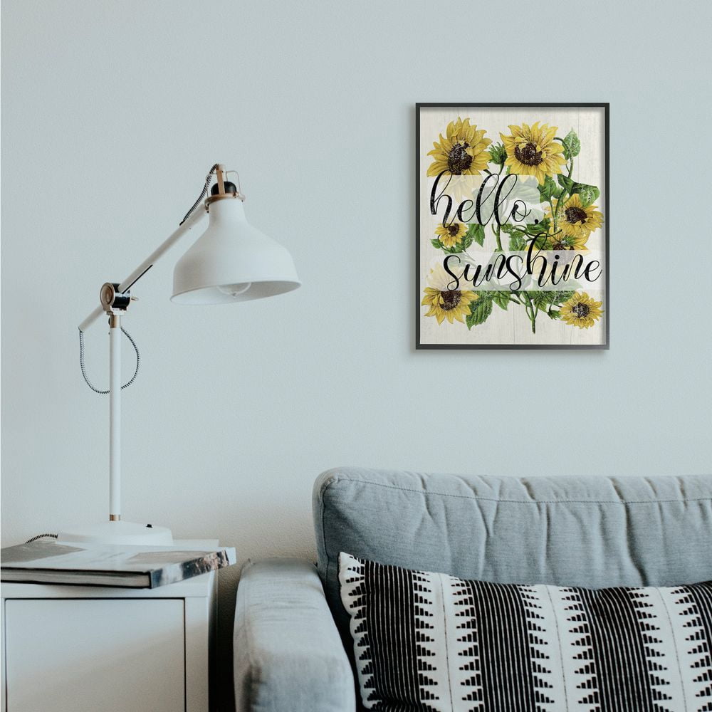 Stupell Industries Vintage Painted Sunflowers with Hello Sunshine Text Designed by Daphne Polselli