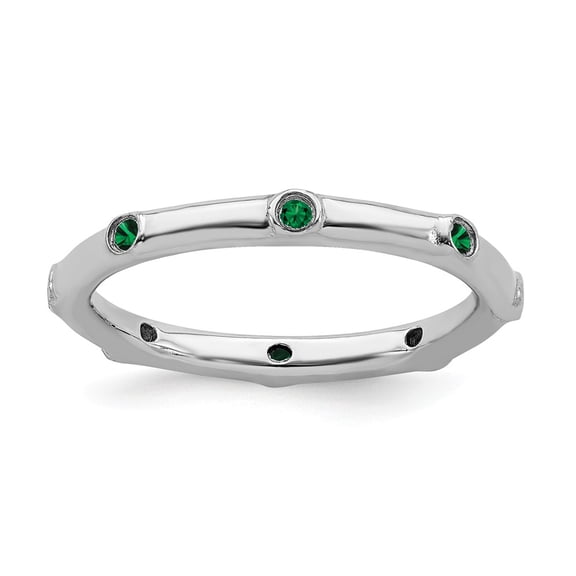 Sterling Silver Stackable Expressions Created Emerald Ring