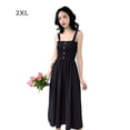 thumbnail image 1 of Vestido midi plisado sin mangas de color sólido de cintura alta vestido informal, negro, XXL sidaley AP001458-12B, 1 of 7