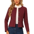 thumbnail image 1 of Chaqueta de Mujer Allegra K con Botones Cortos y Ligeros de Otoño color Borgoña M, 1 of 2