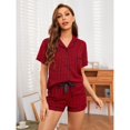 thumbnail image 1 of Pijama de mujer de primavera y verano con cárdigan a cuadros y manga corta para estar por casa, 1 of 5