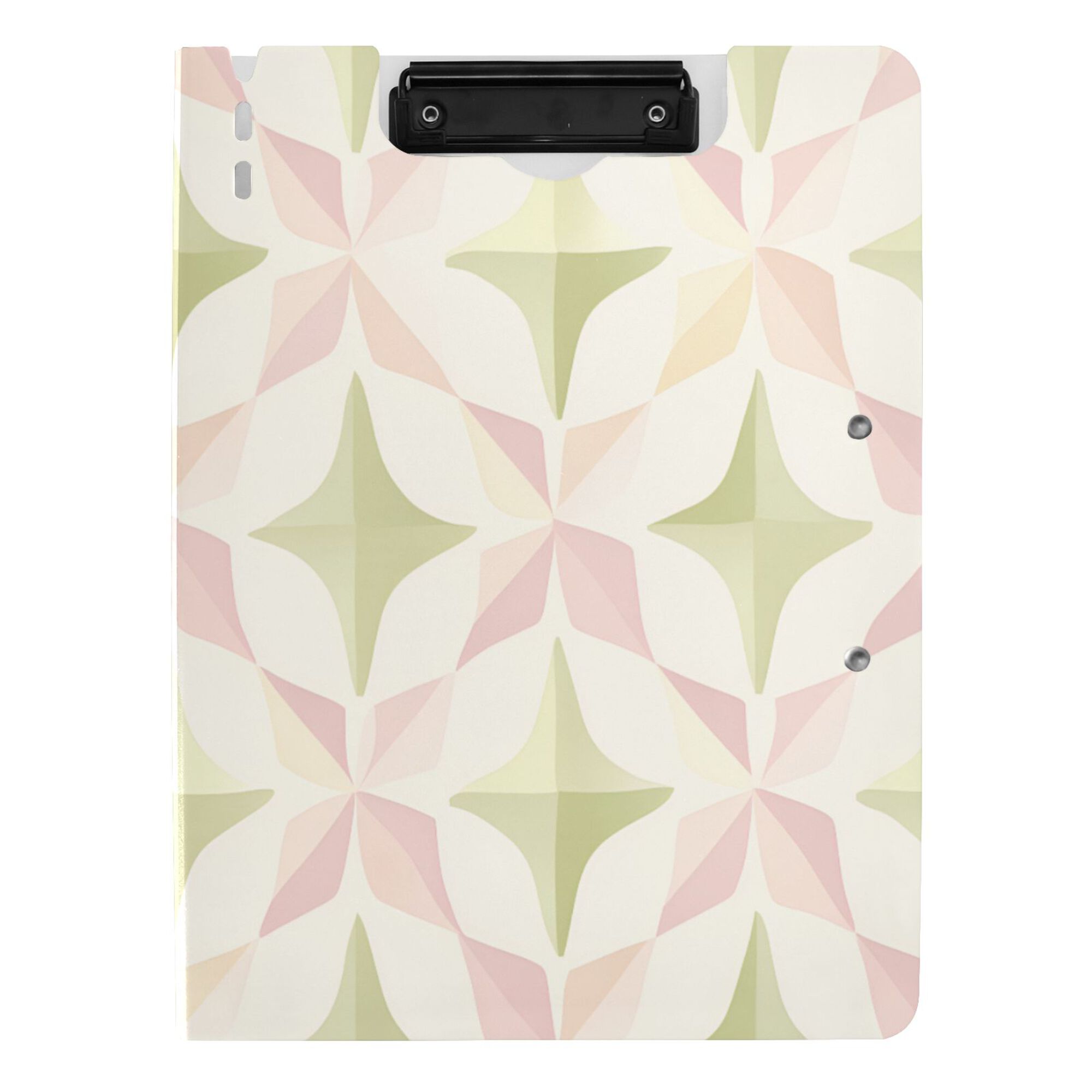 FORMRS A4 Clipboard Folder with Pen Holder Horizontal Foldable School Office Binder, Pastel Pink Geometric