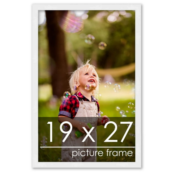 19x27 Frame White Complete Wood Picture Frame with UV Acrylic, Foam Board Backing, & Hardware