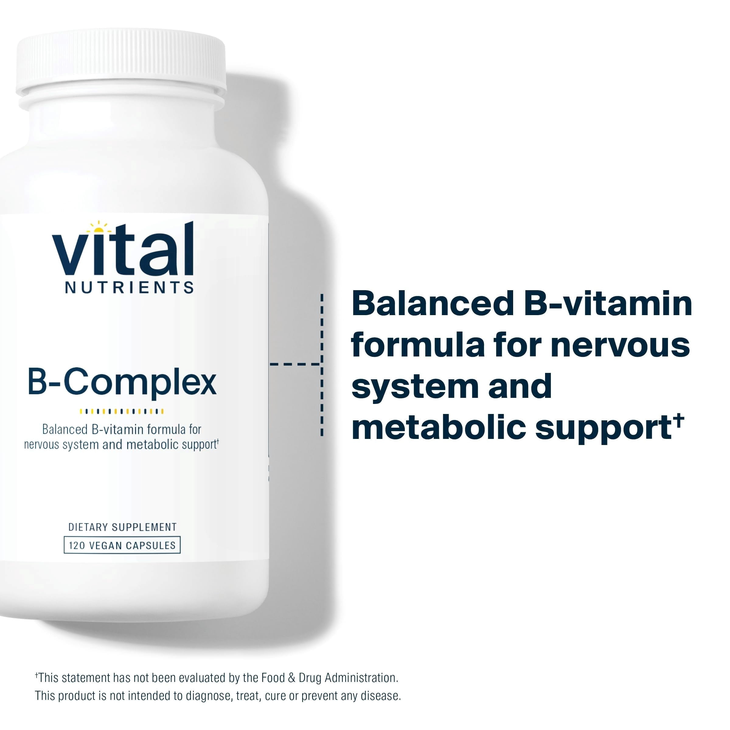 Vital Nutrients Vitamin B-Complex | Vegan High-Potency Methylated B Complex Vitamins | B Vitamins Support Energy Production, Metabolism, and Heart Health | Gluten, Dairy, Soy Free | 120 Capsules