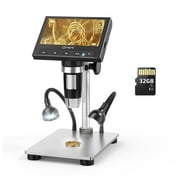 Coin Microscope 1000X, Opqpq 4.3" LCD Digital Microscope with 32GB Card, USB Coin Microscope for Error Coins with 12MP Camera, LED Fill Lights, Metal Stand, PC View, Windows Compatible