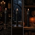 thumbnail image 5 of Miwamany Halloween Aromatherapy Candle, Pumpkin Shaped Embossed Taper Stick, Black Soy Wax Long Dinner Candlestick for Gothic Spooky Mantel Table Party Decor, 5 of 9