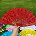 thumbnail image 3 of Bgsha New Chinese Hand Held FAN Silk Folding Spanish Style Flower Dance Party Wedding, 3 of 7