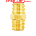 thumbnail image 3 of All Tool Depot Brass HEX Nipple 3/8" Male NPT MNPT Fuel / AIR/ Water / Oil/ Gas WOG (100 Pack), 3 of 4