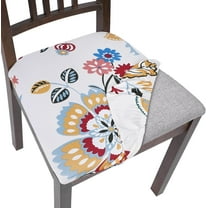 Seat Covers for Dining Room Chairs Stretch Printed Chair Seat Covers Set of 4, Removable Washable Upholstered Chair Seat Protector Cushion Slipcovers for Kitchen, Office(Blooming Flower)