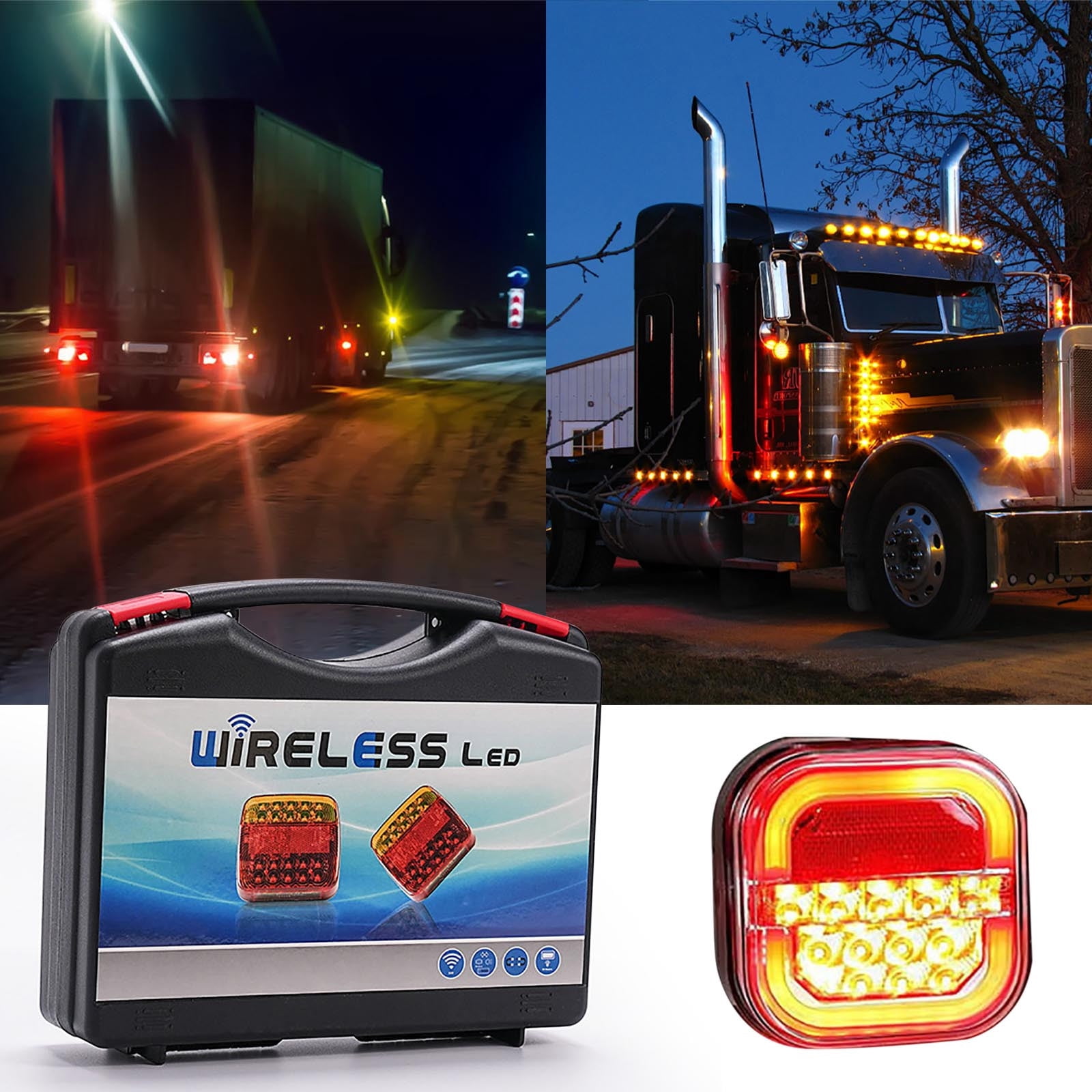 Magnetic Wireless Tail Lights for Trailer, 2025 Upgraded Wireless Trailer Lights Kit, Rechargeable Magnetic Led Trailers Light, for Truck, Rv, Camper, Boat