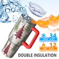 thumbnail image 5 of Multicolor Christmas Tree Pattern Tumbler with Handle and Lid,40oz Double Wall Vacuum Insulated Tumbler,Cups Gift for Women and Men, 5 of 7