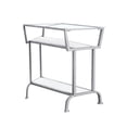 thumbnail image 3 of 12" x 24" x 22" White Accent Table in Silver Metal with Clear Tempered Glass, 3 of 6