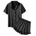 thumbnail image 2 of OGLCCG Girls Silk Satin Pajama Set 2 Piece Short Sleeve Button Down Pjs Top and Short Sets Soft Sleepwear Nightwear for Teens Girls 5-15 Years, 2 of 6