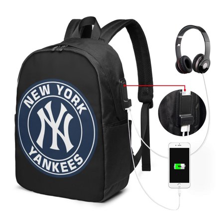 New_York_Yankees Vintage Sports Laptop Backpack With Usb Charging Port Elegant Water Resistant Travelling Casual Daypacks College Shoulder Bag For Men Women Fits Up To 15.6 Inch Laptop