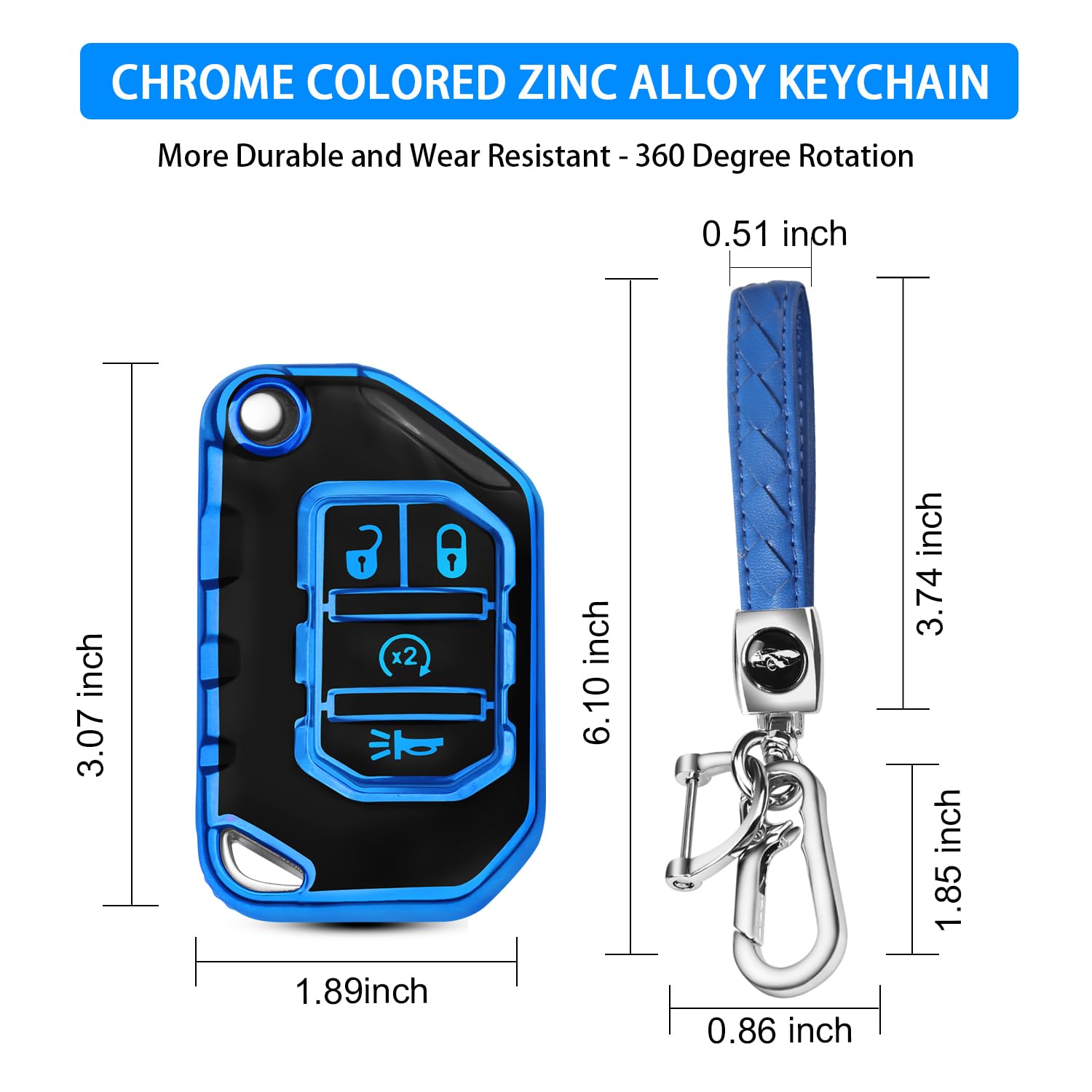 Flip Key Case Protector Accessories Compatible with 2018 - 2024 Jeep Wrangler JL/JLU (Including Rubicon, Sahara) and Gladiator