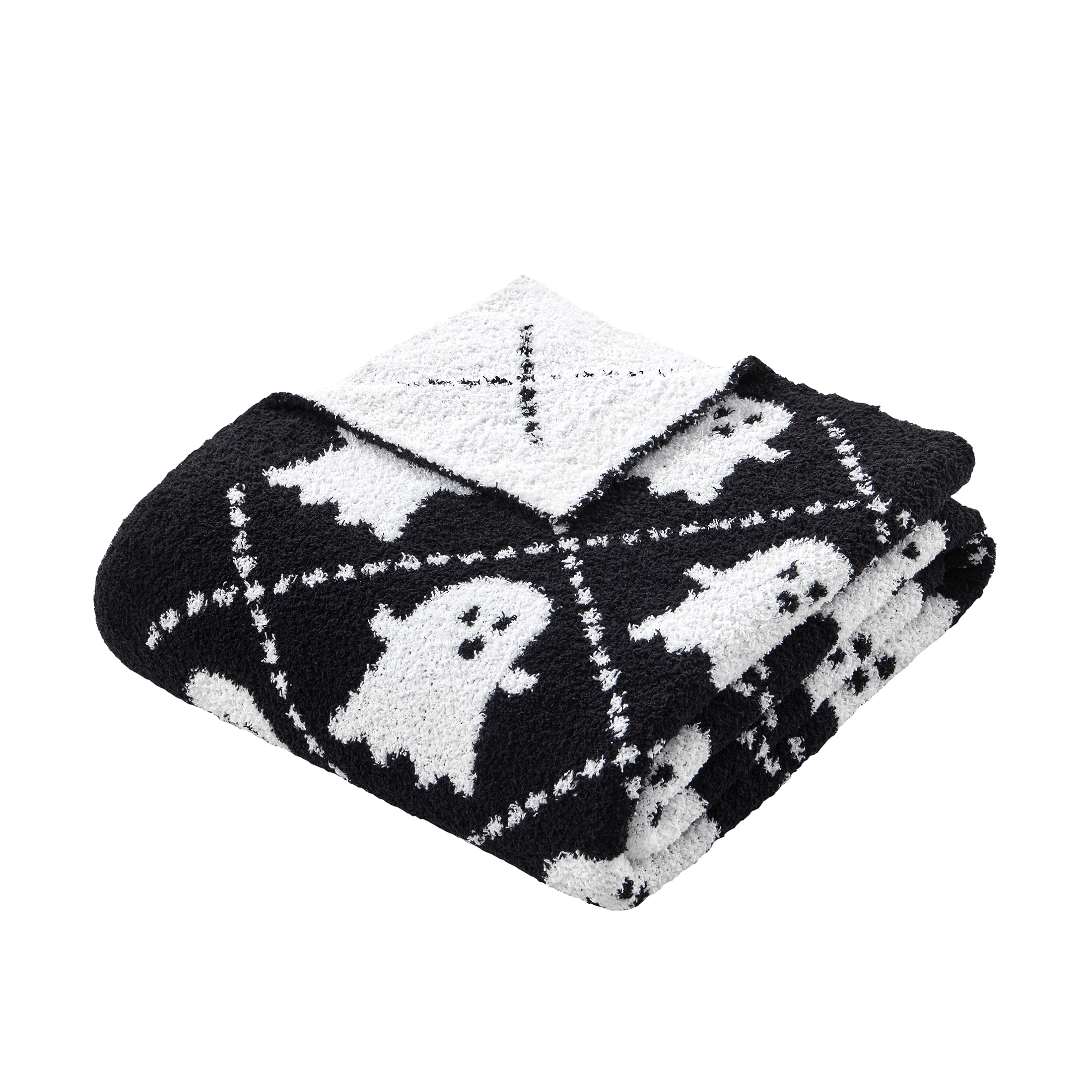 My Texas House Black/White Cozy Knit Ghost Throw, 50" x 60"