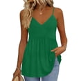 thumbnail image 2 of Camisole Tops For Women Casual Green V Neck Solid Color Tank Sleeveless Tank Summer Tops For Women, 2 of 6