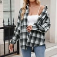 thumbnail image 4 of ZZwxWA Oversized Flannel Shirt Women Long Sleeve Plaid Button Buffalo Shirt Blouse Tops with Pocket Womens Spring Fall Casual Jacket Tops Holiday Saving, 4 of 4