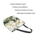 thumbnail image 3 of Open Top Canvas Tote Bag with Zipper Reusable Shopping Bag 13.5x15" Roomy Carryall Vintage White Camellias, 3 of 9
