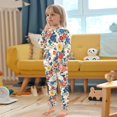 thumbnail image 4 of FORMRS Long Sleeve Top and Pants Pajama Set for Niños 2-Piece Sleepwear, Sizes 18M-8Y, Red Japanese Floral Pattern, 4 of 6