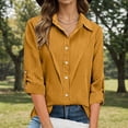 thumbnail image 2 of XAOFW Women's Blouses Elegant Solid Color Long Sleeve Lapel Button Down Shirt Evening Party Soft Comfortable Top, 2 of 6