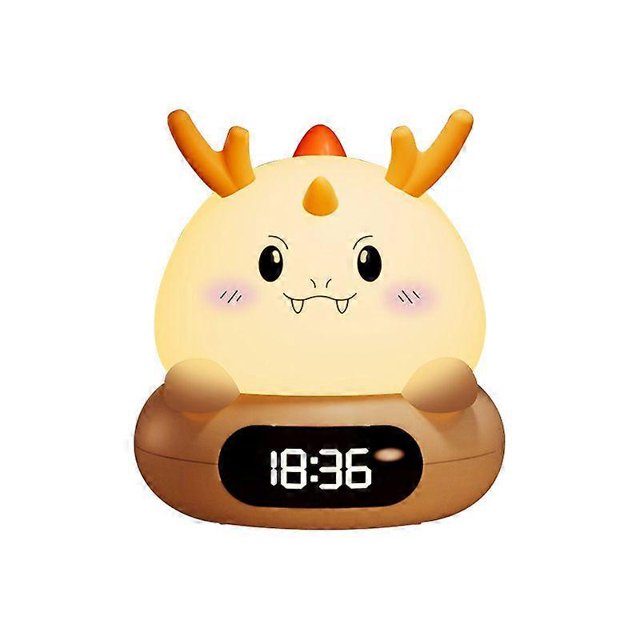 Cute dragon clock pat lamp, plug-in and rechargeable remote control night light, bedside soft light for feeding and sleeping