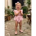 thumbnail image 4 of BemeyourBBs Newborn Baby Girl Summer Clothes Plaid Bubble Romper Cute Infant Girl Sleeveless Ruffle Jumpsuit Bodysuit Playsuit with Headband, 4 of 9