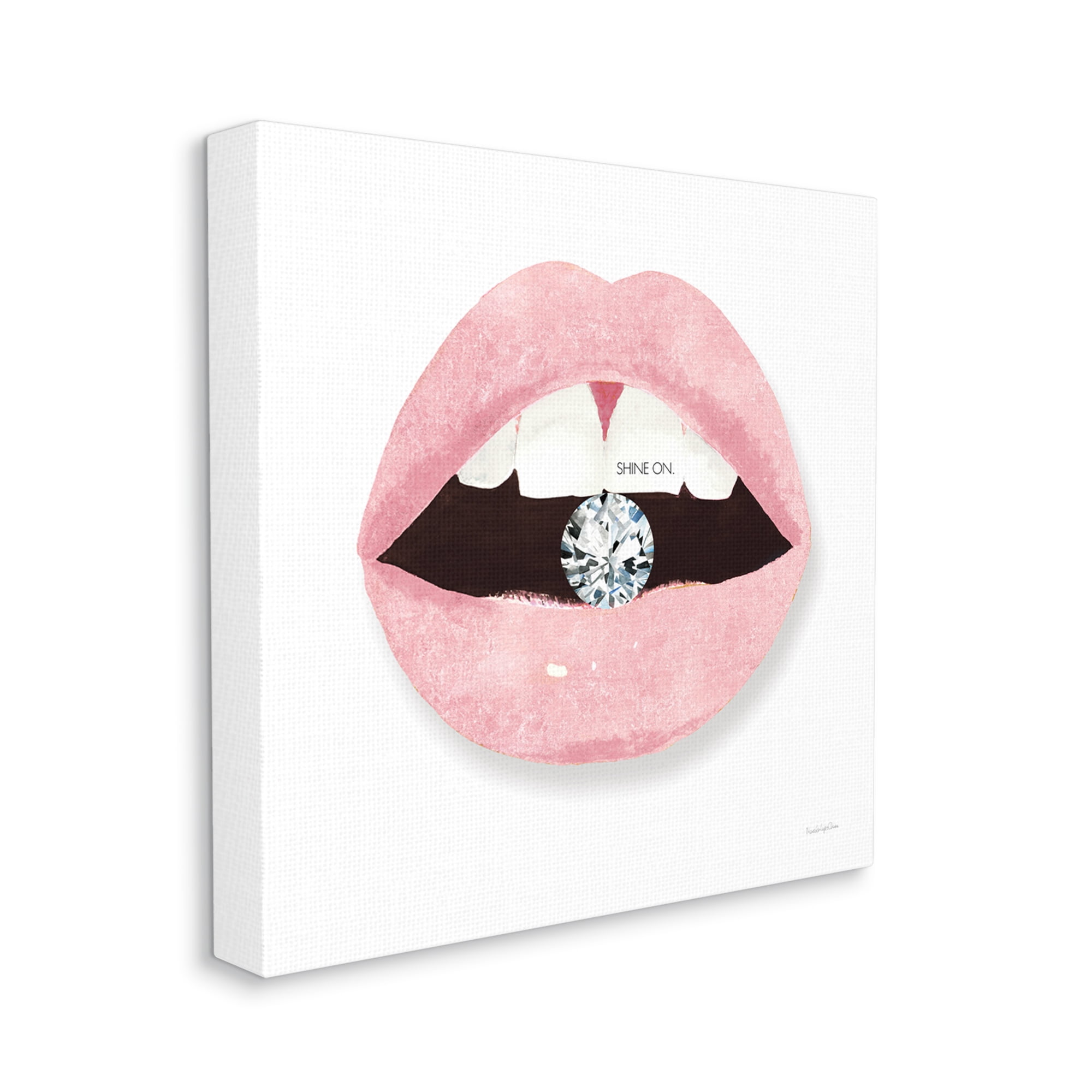 Stupell Industries Shine On Glam Lips Biting Shimmering Diamond Graphic Art Gallery Wrapped Canvas Print Wall Art, Design by Mercedes Lopez Charro