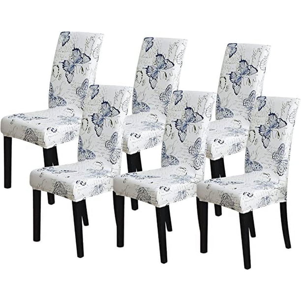 Nvzi Chair Covers for Dining Room Set of 6 Pack Stretch Chair Slipcovers for Parson Chairs 6 Pieces Washable Removable,Butterfly