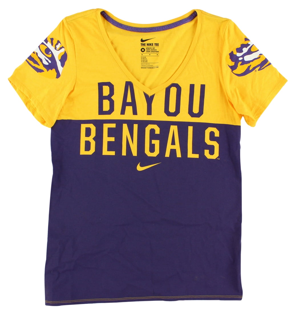 Nike Womens LSU Tigers Long Sleeve Chop Block T Shirt Yellow M by Nike
