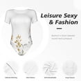 thumbnail image 5 of Haiem Watercolor Floral Women's Crew Neck Short Sleeve Bodysuit Tops Stretchy Slim Basic-Medium, 5 of 8
