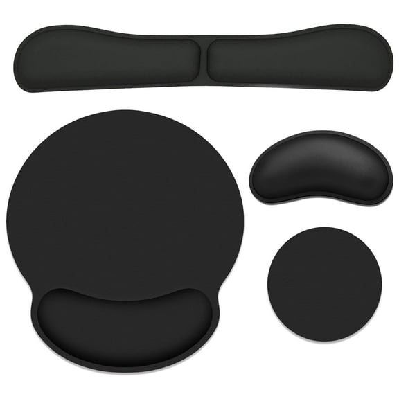 4 Piece Wrist Rest for Keyboard, Ergonomic Mouse Pad with Wrist Rest, 18.5'' Memory Foam Wrist Rest Set for Computer, Laptop, Home & Office, Easy Typing Pain Relief