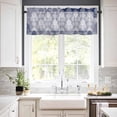 thumbnail image 3 of European Navy Blue Kitchen Curtains and Valances Set, Rod Pocket Curtains Tier Farmhouse Window Curtains 24 Inch Length, Boho Floral Formal Traditional Tribal 3 Piece Kitchen Curtains Set, 3 of 6