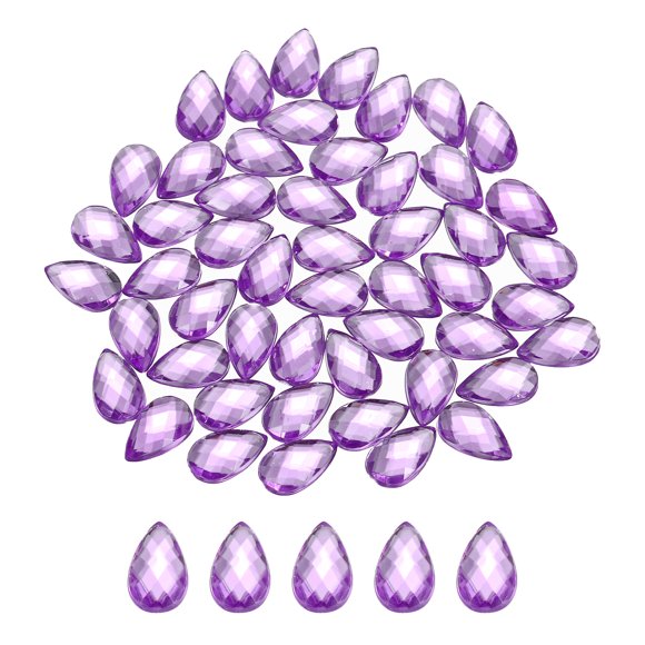 Uxcell 100Pcs Flat Back Acrylic Teardrop Gems 6x10mm Artificial Rhinestones Pale Purple