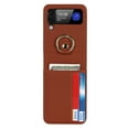 thumbnail image 3 of Allytech Wallet Case for Samsung Galaxy Z Flip 4 2022, PU Leather + Hard PC Bumper with Ring Buckle Holder Stand Long Shoulder Strap Case for Galaxy Z Flip 4 5G, Brown, 3 of 9