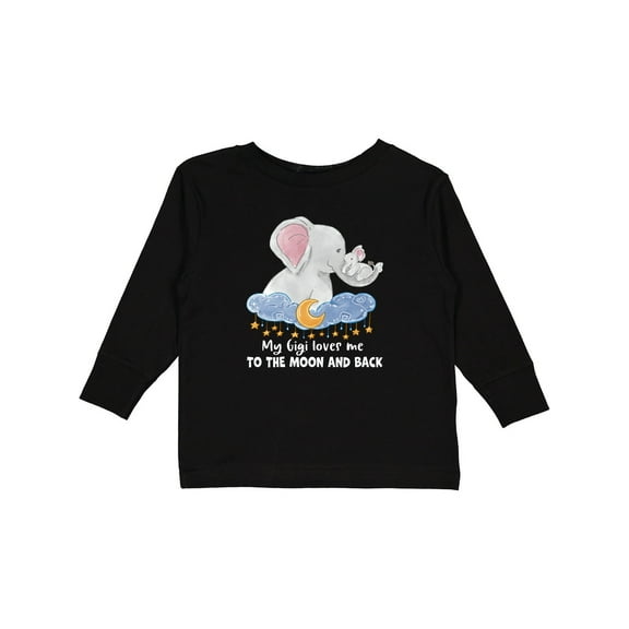 Inktastic My Gigi Loves Me to the Moon and Back Elephant Family Boys or Girls Long Sleeve Toddler T-Shirt