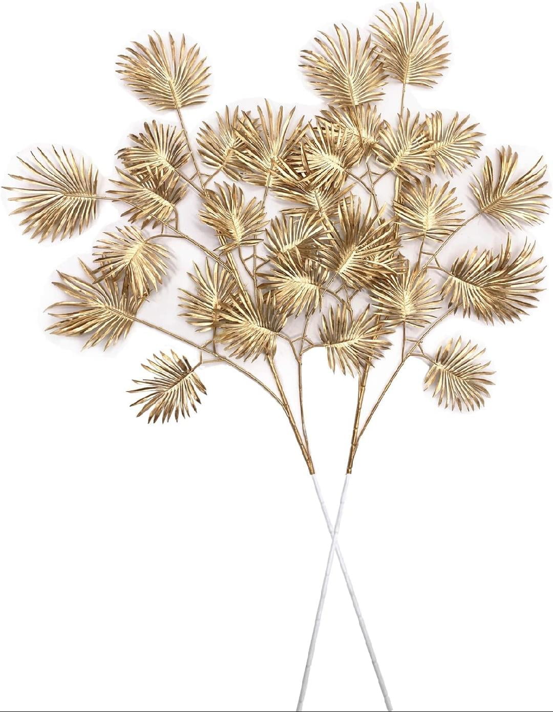 Artificial Golden Plants for Christmas Decor, Tall 30 Inch Faux Palm