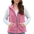 thumbnail image 2 of Sokhug Vest for Women Polar Fleece Sleeveless Fall Winter Ladies Turndow Collar Zipper Vest Pink, 2 of 6