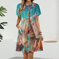 thumbnail image 2 of Sky Candy Land Dress Fashion Beach Short Sleeve Dresses Female Party Printed Sundress, 2 of 7
