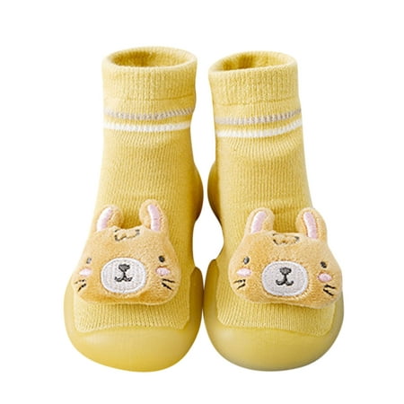

zuwimk Toddler Girl Shoes Baby Girl Boy Cotton Booties Stay On Sock Slippers Soft Bedroom Shoes Yellow