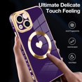 thumbnail image 5 of Magnetic Case for iPhone 13 6.1 Inch, [Compatible with MagSafe+2Pcs Screen Protector] with Full Camera Lens Coverage and Soft Love Heart Design Protective Case for Women Girls-Purple, 5 of 12
