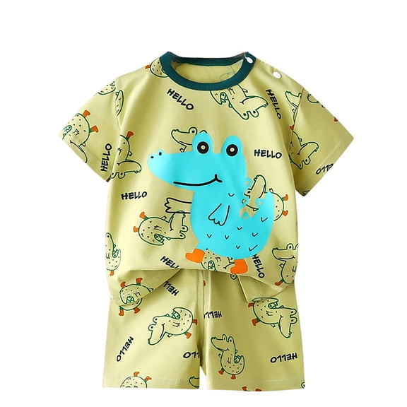 TAIAOJING Boys Summer Outfits Sets 2PCS Sets Short Sleeve T-Shirt And Shorts Casual Playwear For Toddlers Ages 0-6 Years Comfortable Breathable Daily Wear For School Outdoor Activities Stylish 5-6Y