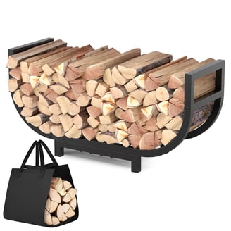Enclume Handcrafted Hearth Fireplace Log Rack - 17.5x13x19 Inch Black Steel, Made In USA