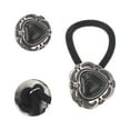 thumbnail image 5 of Unique Bargains Grace Button Hair Tie for Women 1 Pc Black Silver Tone, 5 of 5