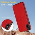 thumbnail image 2 of Wallet Case Designed for iPhone XS Max, Classic Slim 2 Credit Card Holders Lychee Texture Synthetic PU Leather Anti-shock Lightweight Phone Case Cover for iPhone XS Max, Red, 2 of 6