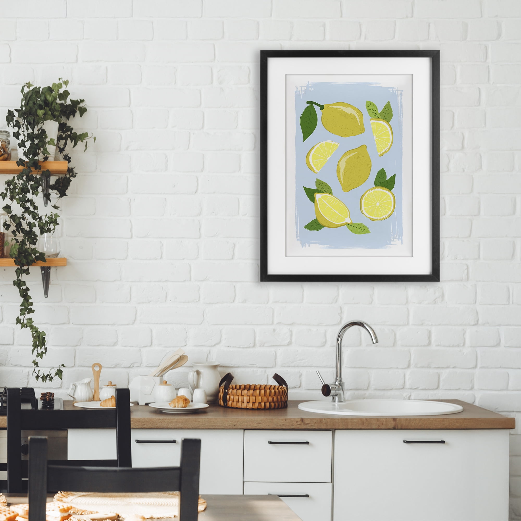 Stupell Industries Pastel Summer Lemons Black Framed Print Under Glass, design by Martina Pavlova