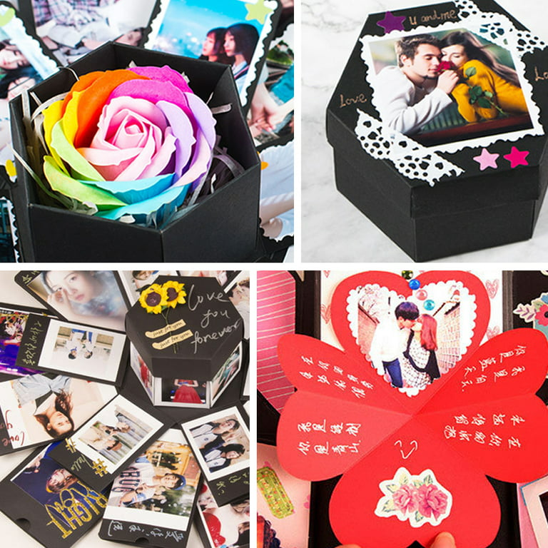 Explosion Gift Box, DIY Surprise Photo Album Box, ValentinesDay Gift  Surprise Exploding Love Box for Couples,Sentimental Gift for Wedding